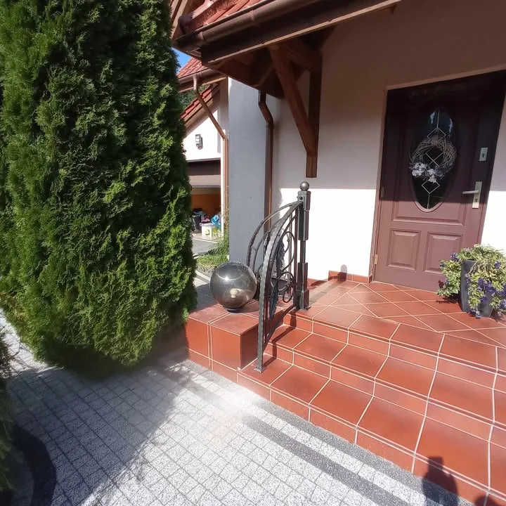 Taras wejściowy z metalowym detalem